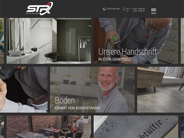 Referenz Webentwicklung Webseite Typo3 Steinmetz Natursteine Fliesenhandel STR